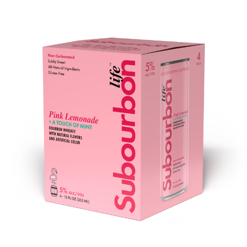 Subourbon Life - Bourbon and Pink Lemonade with a Touch of Mint Ready to Drink Cocktail (4 Pack)