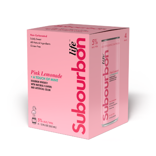 Subourbon Life - Bourbon and Pink Lemonade with a Touch of Mint Ready to Drink Cocktail (4 Pack)